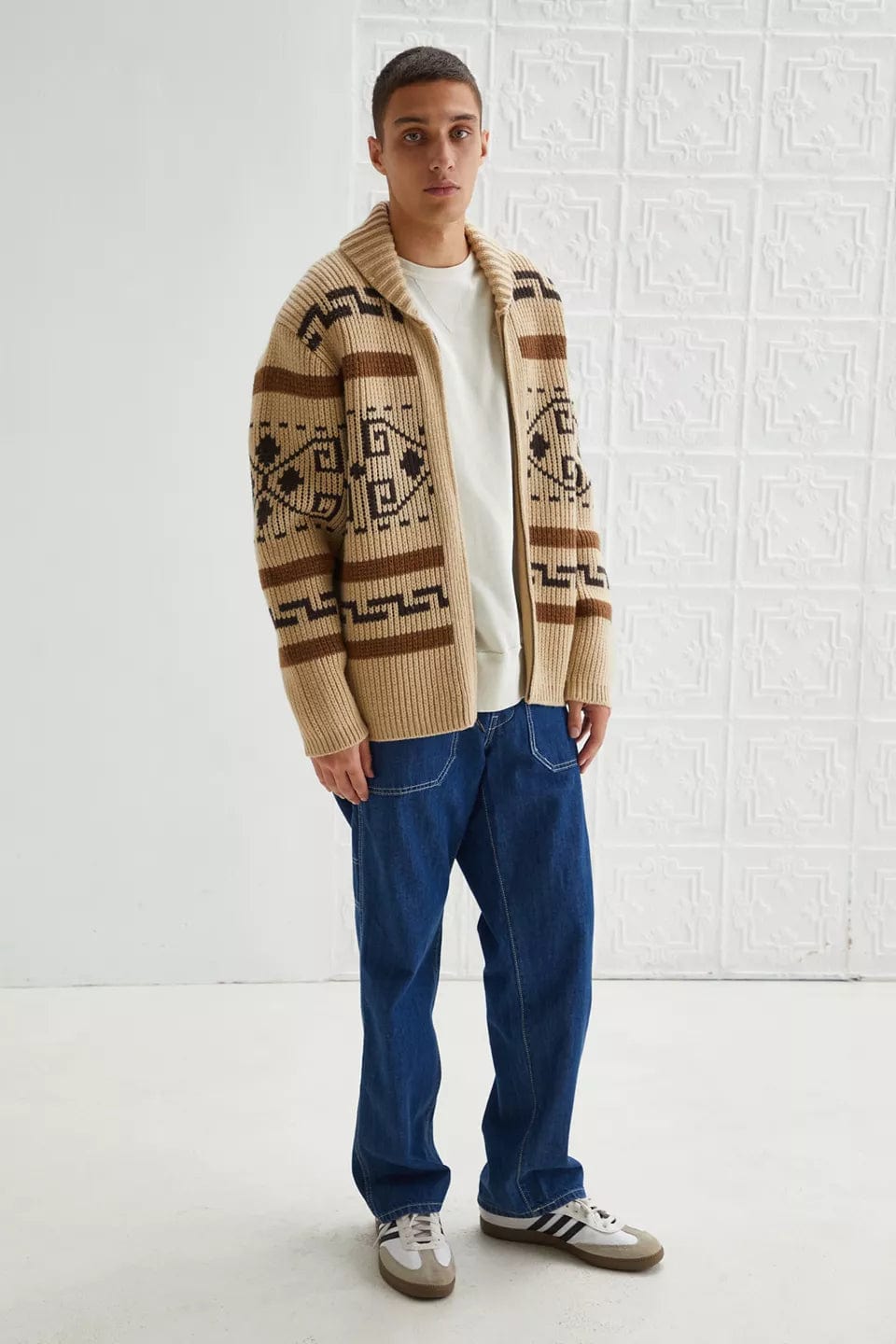 Primadon Herrenpullover Elegante Strickjacke für Herren mit Reißverschluss aus Acryl Vintage atmungsaktiv