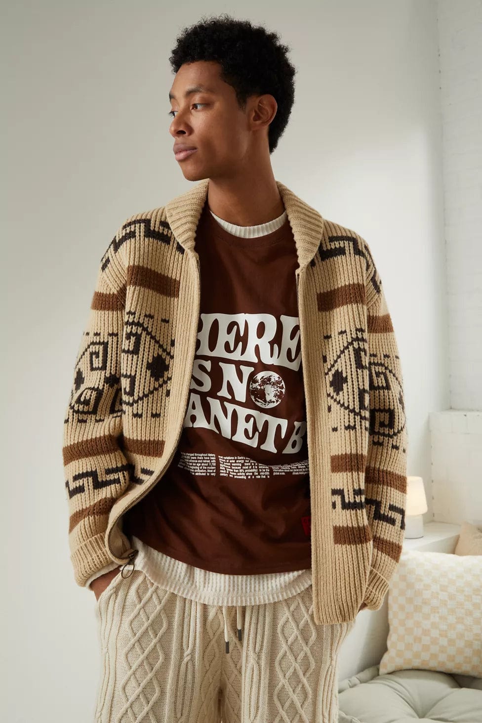 Primadon Herrenpullover Elegante Strickjacke für Herren mit Reißverschluss aus Acryl Vintage atmungsaktiv