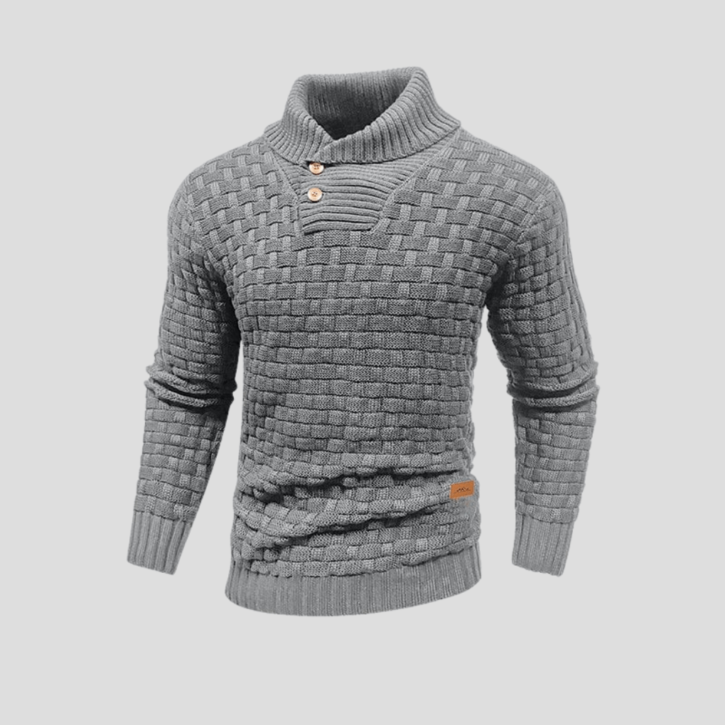 Primadon Herrenpullover Grau-a / S Adam | Eleganter Herrenpullover mit Halbkragen für Winter