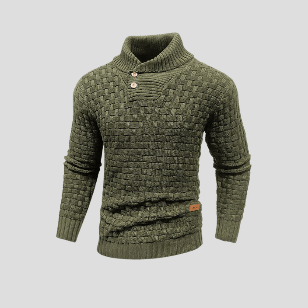 Primadon Herrenpullover Grün-a / S Adam | Eleganter Herrenpullover mit Halbkragen für Winter