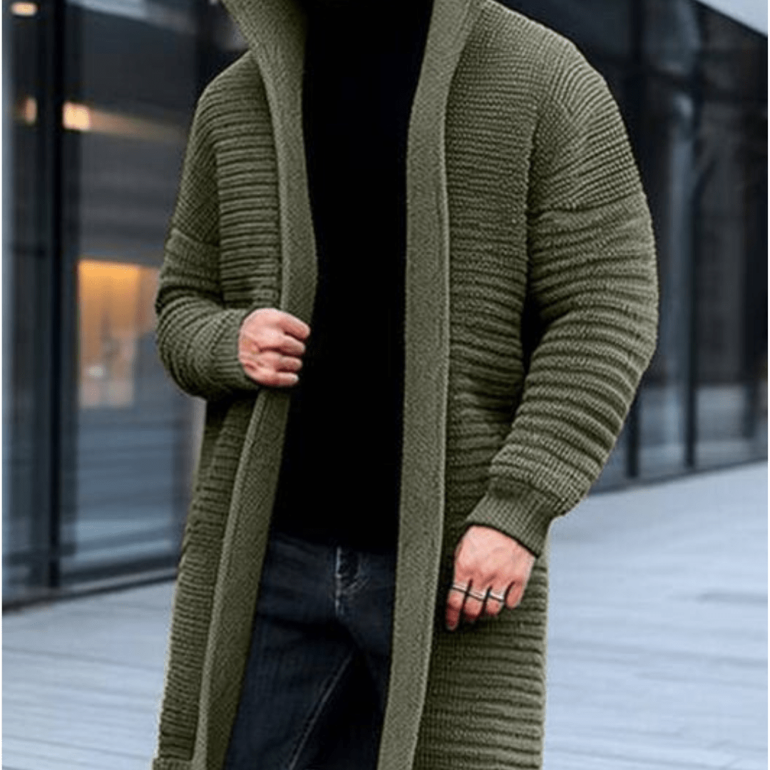 Primadon Herrenpullover Grün / S Felix | Elegante Strickjacke für Herren Winter lang