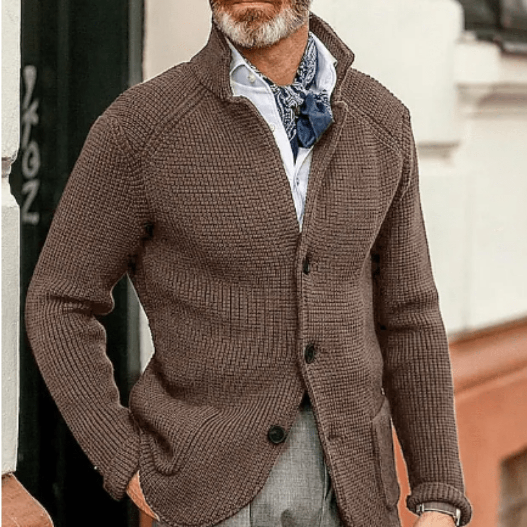 Primadon Herrenpullover Hellbraun / S Leon | Elegante Strickjacke für Herren warm