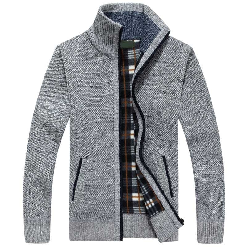 Primadon Herrenpullover Hellgrau / M Warmer Strickpullover für Herren mit Reißverschluss vielseitig angenehm atmungsaktiv Winter