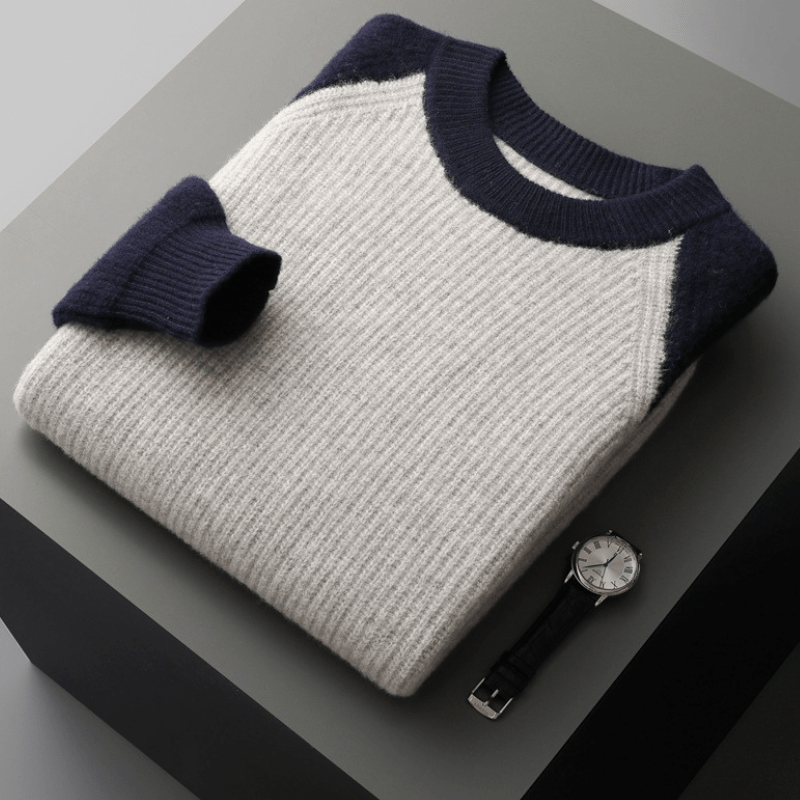 Primadon Herrenpullover Hellgrau / XS Alexander| Lässiger Wollpullover für Herren Winter
