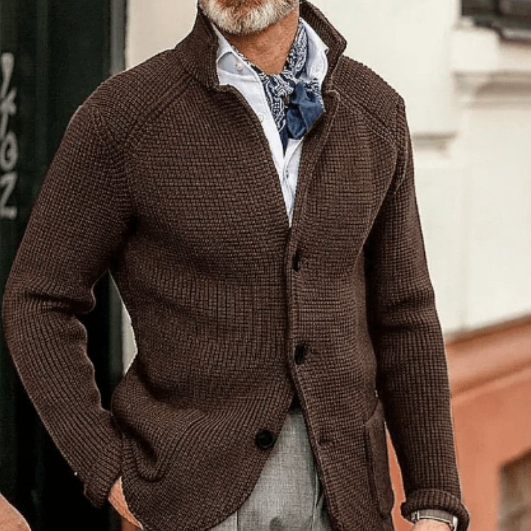 Primadon Herrenpullover Kaffee / S Leon | Elegante Strickjacke für Herren warm