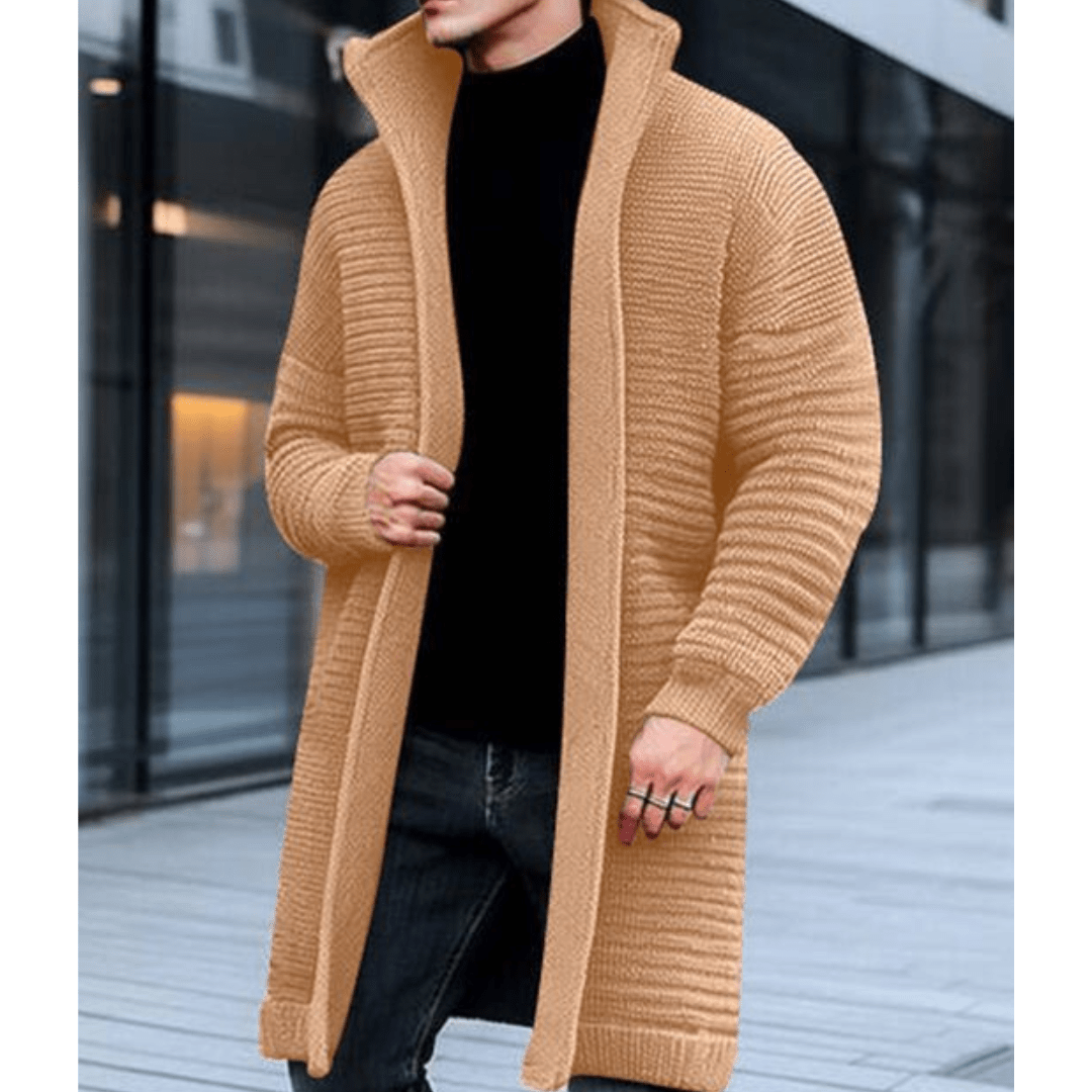 Primadon Herrenpullover Khaki / S Felix | Elegante Strickjacke für Herren Winter lang