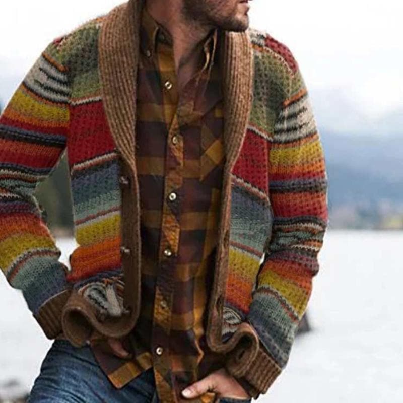 Primadon Herrenpullover Mehrfarbig / S Max | Warme Herrenjacke mit auffälligem Design lässig