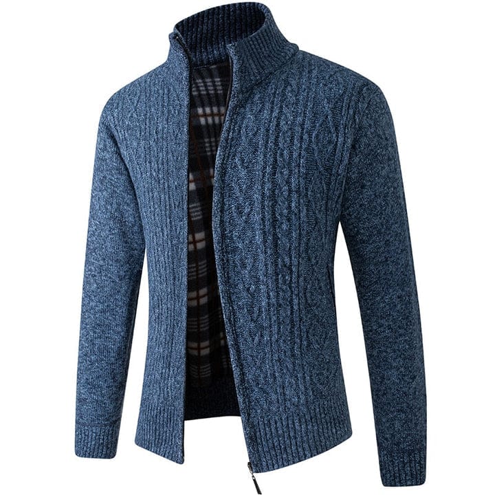 Primadon Herrenpullover Motivblau / M Warmer Strickpullover für Herren mit Reißverschluss vielseitig angenehm atmungsaktiv Winter