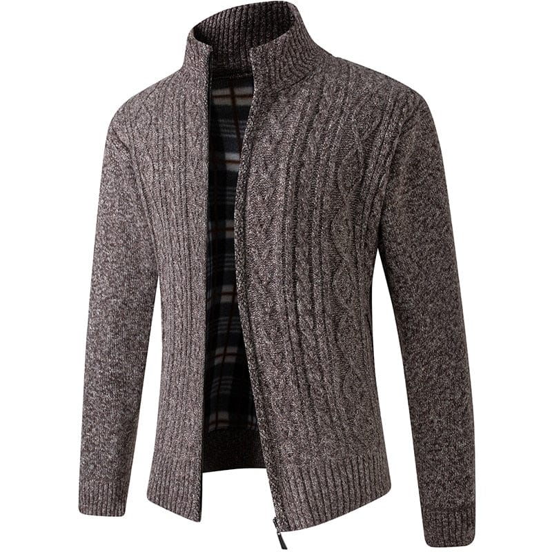 Primadon Herrenpullover Motivbraun / M Warmer Strickpullover für Herren mit Reißverschluss vielseitig angenehm atmungsaktiv Winter