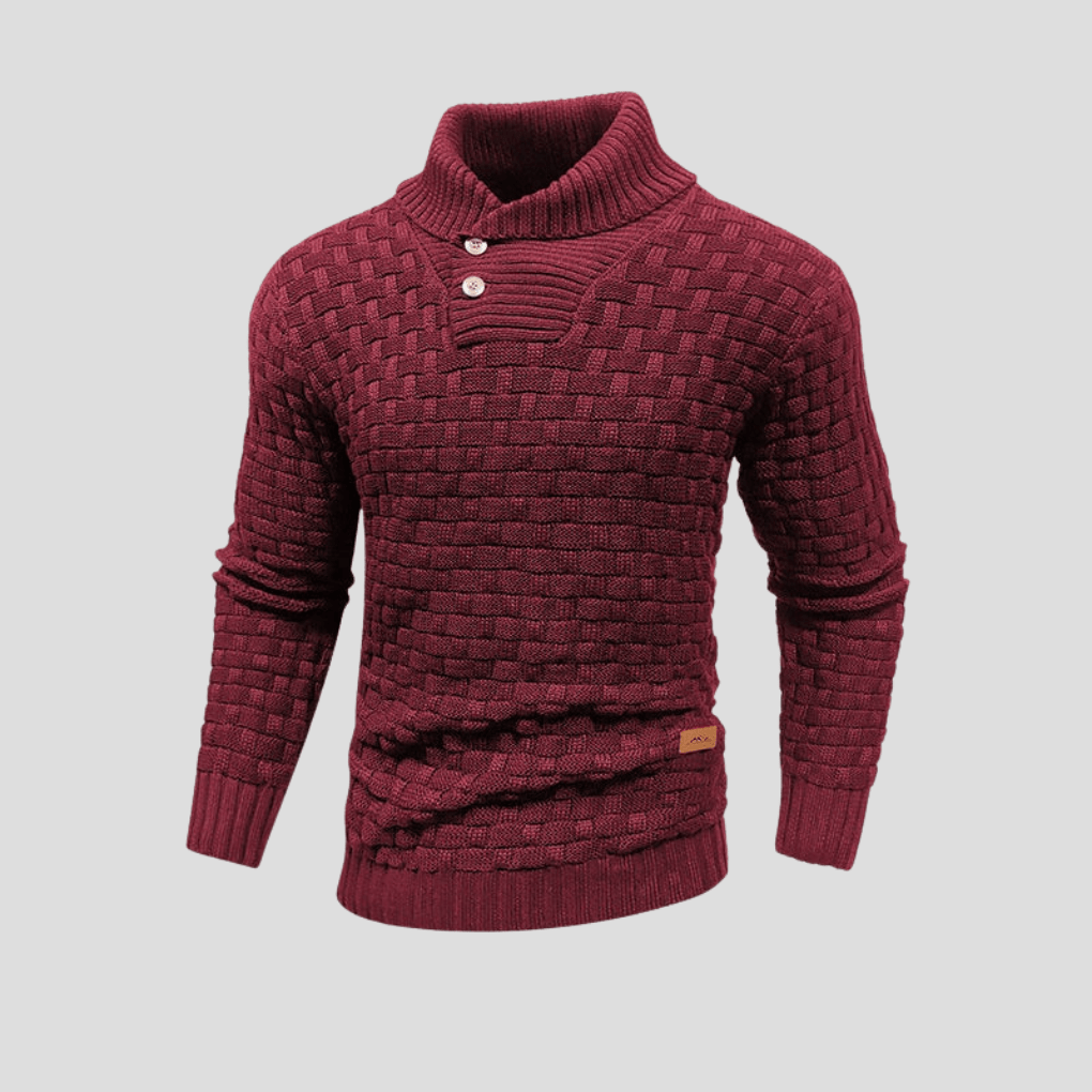 Primadon Herrenpullover Rot / S Adam | Eleganter Herrenpullover mit Halbkragen für Winter