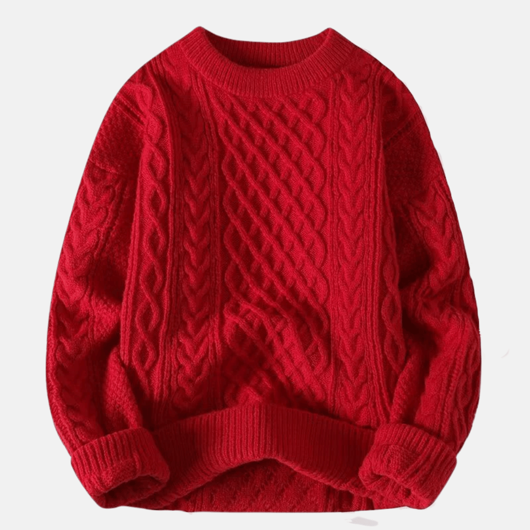 Primadon Herrenpullover Rot / S Warmer Strickpullover für Herren locker aus Polyester Winter elegant