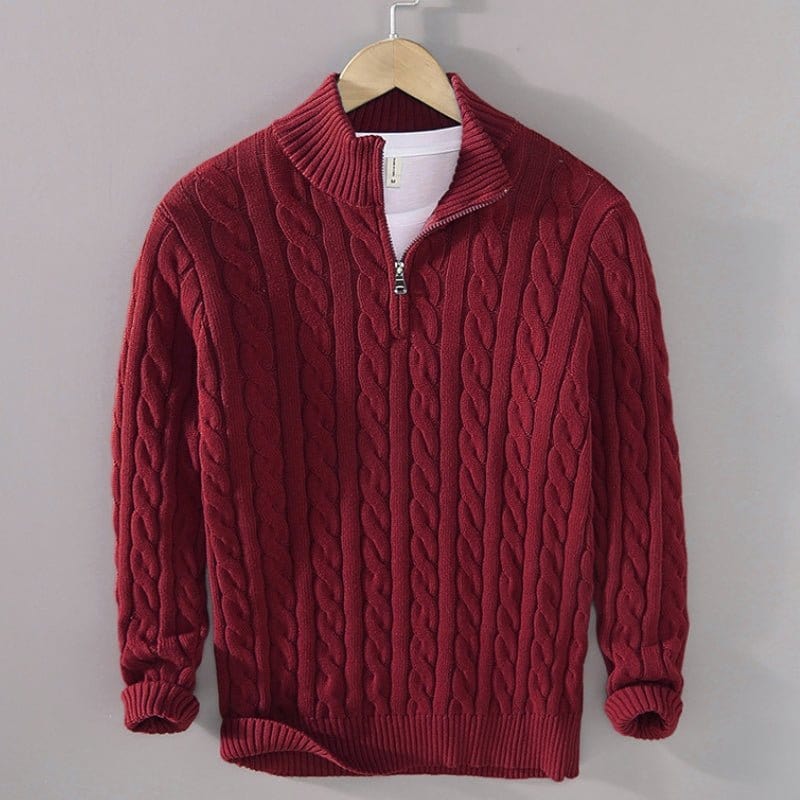Primadon Herrenpullover Rot / XS Julian | Lässiger Baumwollpullover für Herren langarm