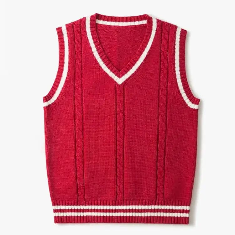 Primadon Herrenpullover Rot / XS Rondo | klassische Strickweste für Herren ärmellos