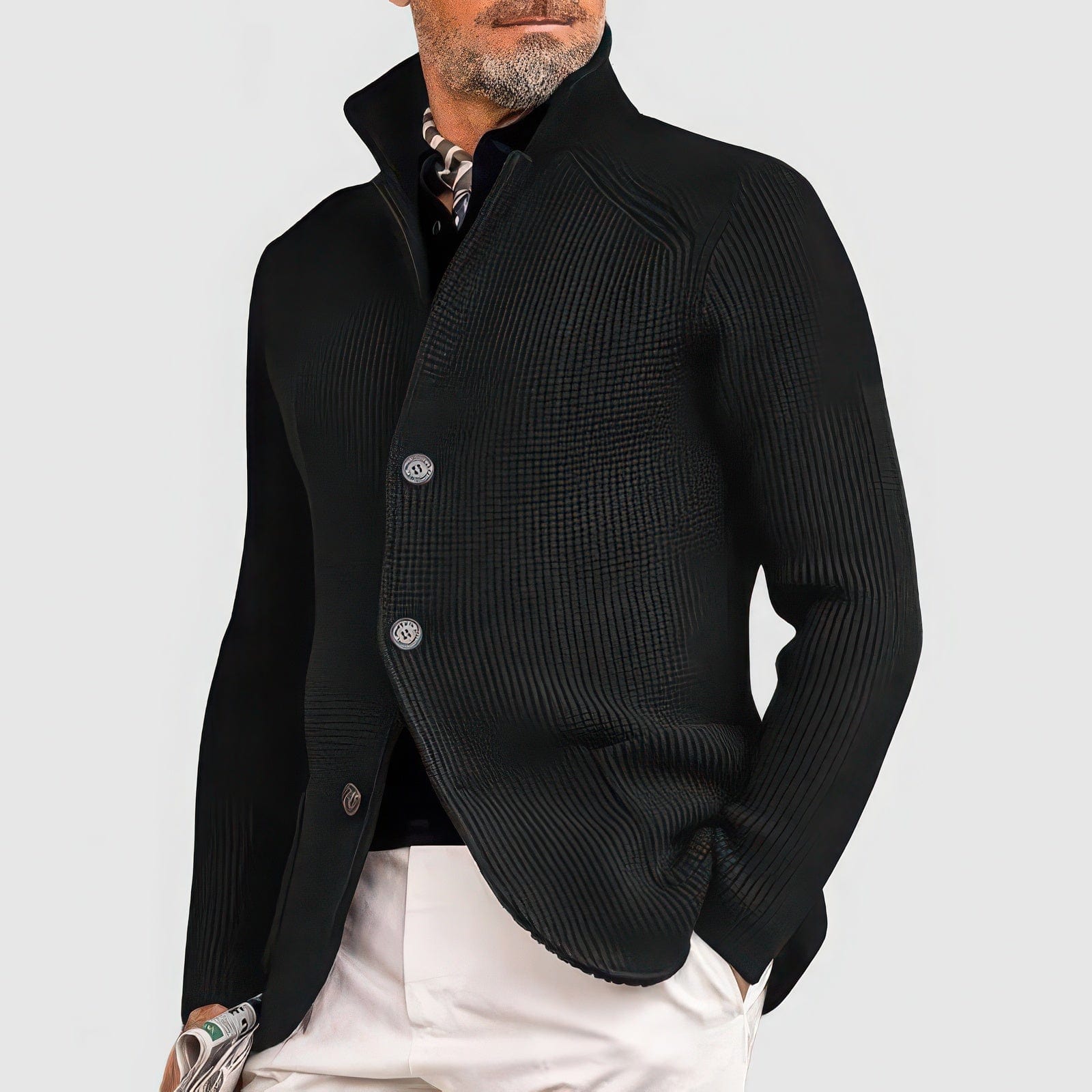 Primadon Herrenpullover Schwarz / M Miko elegante Strickjacke für Herren regulär