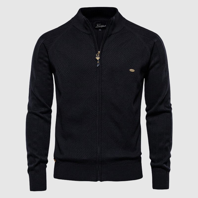 Primadon Herrenpullover Schwarz / M Stilvoller Cardigan für Herren mit Rollkragen Slim Fit Urban