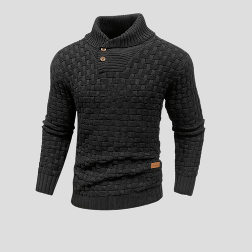 Primadon Herrenpullover Schwarz / S Adam | Eleganter Herrenpullover mit Halbkragen für Winter
