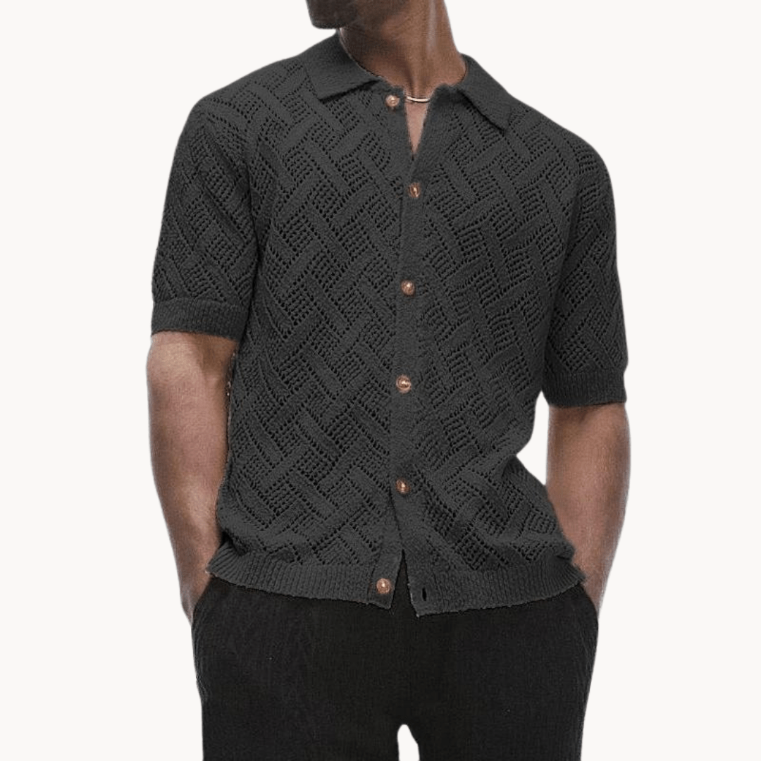 Primadon Herrenpullover Schwarz / S Bino | atmungsaktiver Baumwoll-Cardigan für Herren regular fit