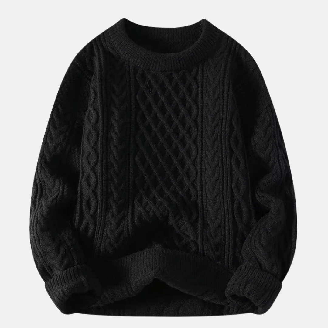 Primadon Herrenpullover Schwarz / S Warmer Strickpullover für Herren locker aus Polyester Winter elegant
