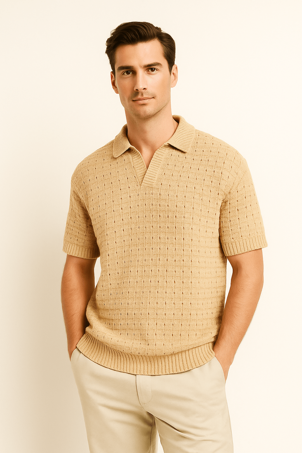 Primadon Herrenpullover & Strickjacken Khaki / XS Sano | atmungsaktives Strickshirt für Herren entspannt