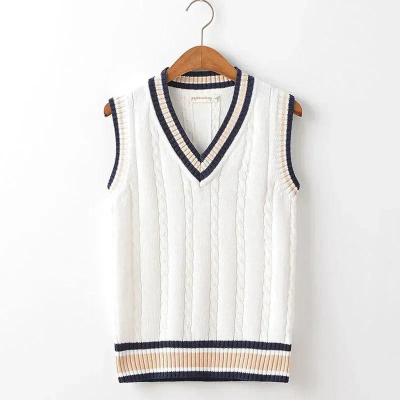 Primadon Herrenpullover Weiß / XS Rondo | klassische Strickweste für Herren ärmellos