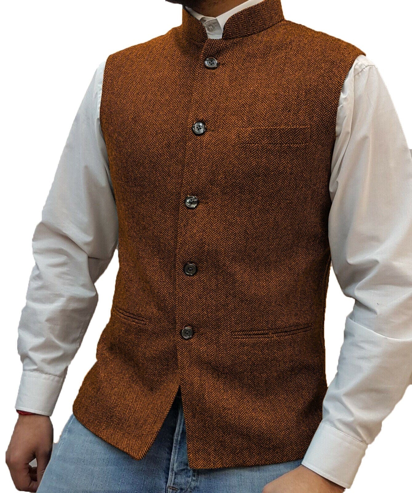 Primadon Herrenwesten Orange / XS Raphael | Elegante Herrenweste mit Vintage-Look für Festlichkeiten