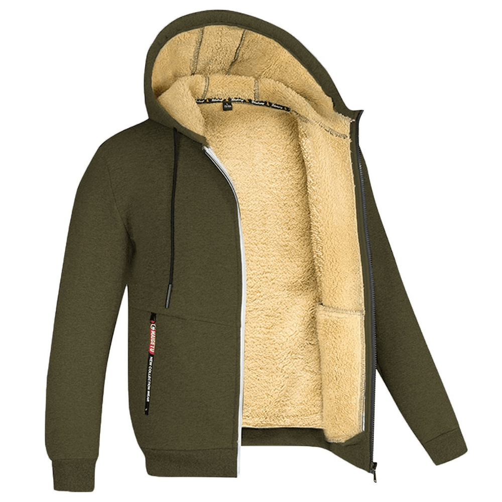Primadon Hoodies Armeegrün / S Kristoffer | Gemütlicher Zip Hoodie für Herren gefüttert