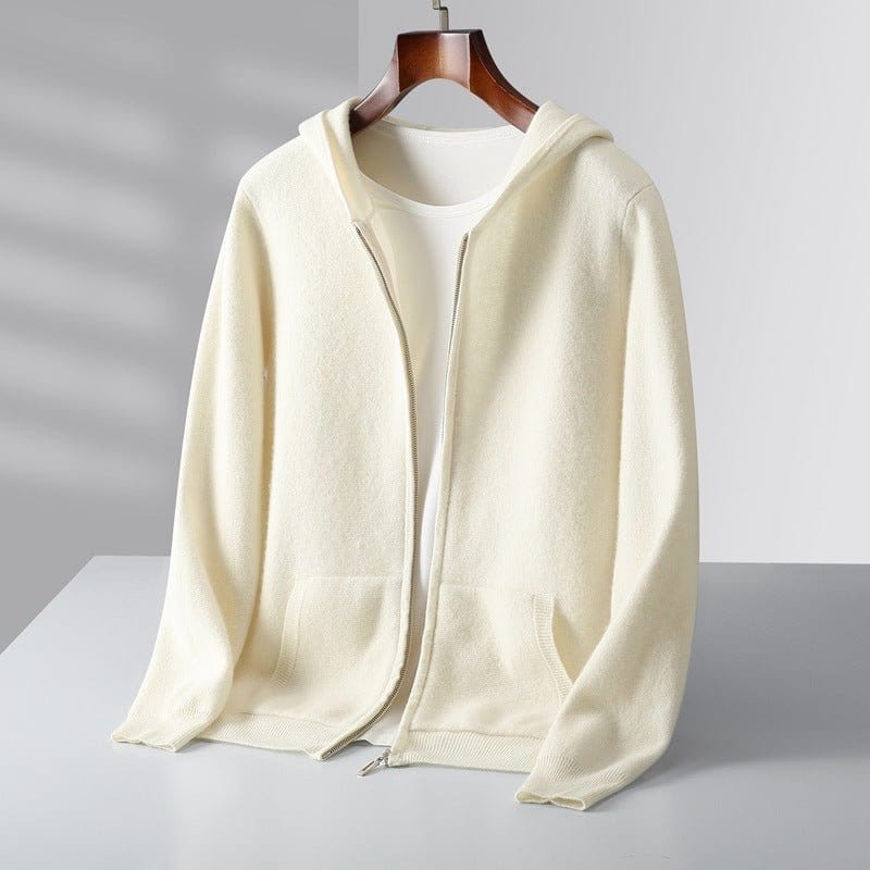 Primadon Hoodies Beige / XS Leon | Eleganter Merino Zip-Hoodie für Herren ganzjährig