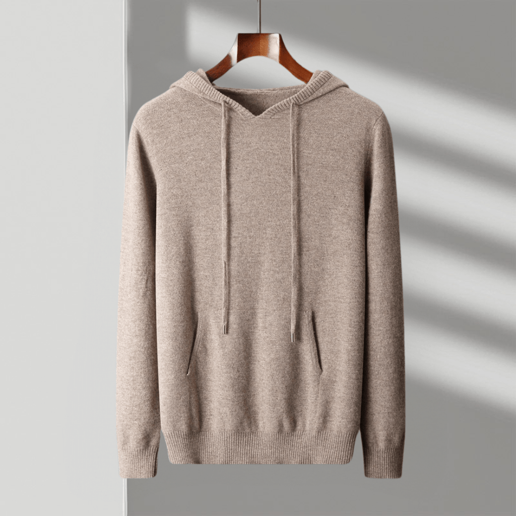Primadon Hoodies Beige / XS Stefano | Atmungsaktiver Herren Hoodie aus Merinowolle warm