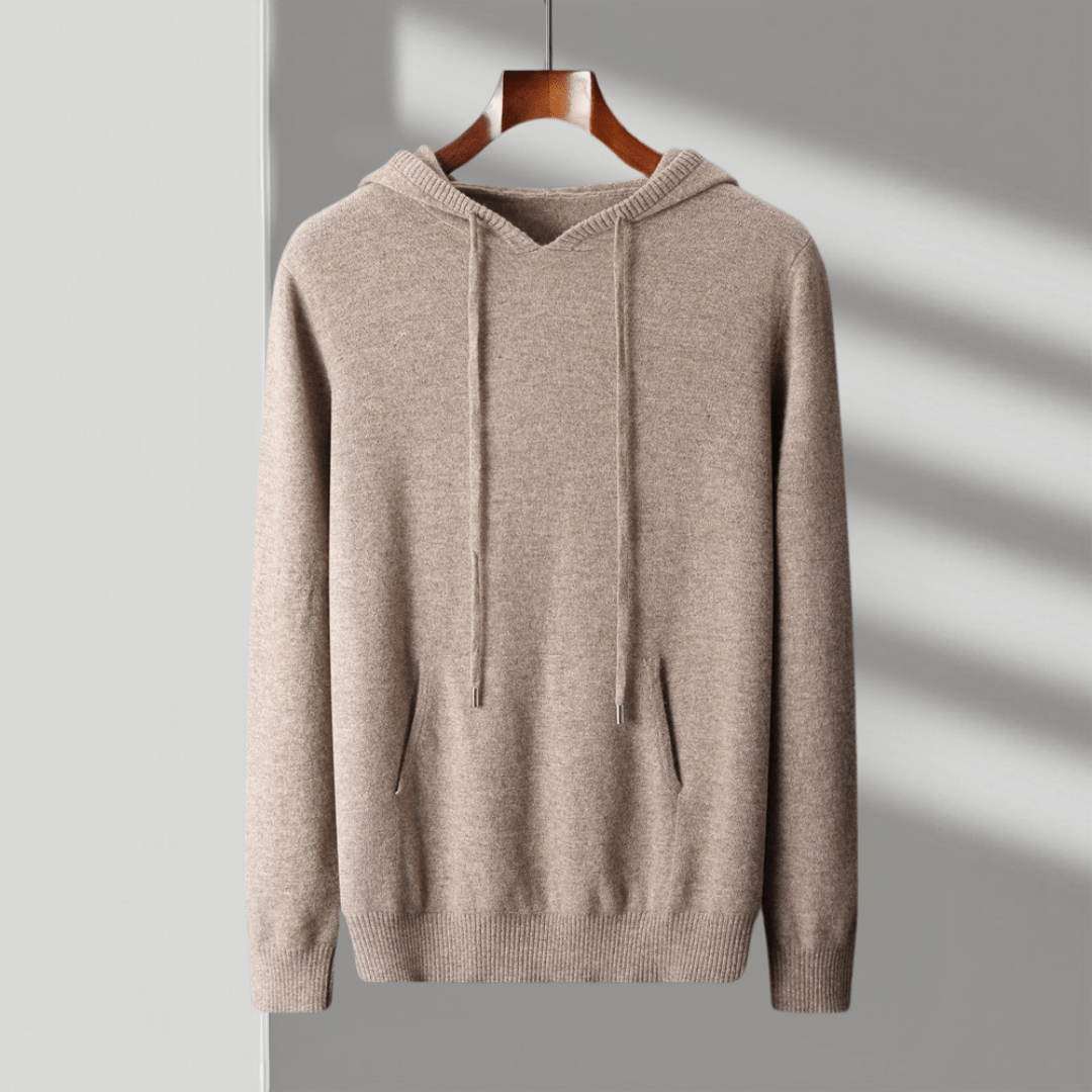Primadon Hoodies Beige / XS Stefano | Atmungsaktiver Herren Hoodie aus Merinowolle warm