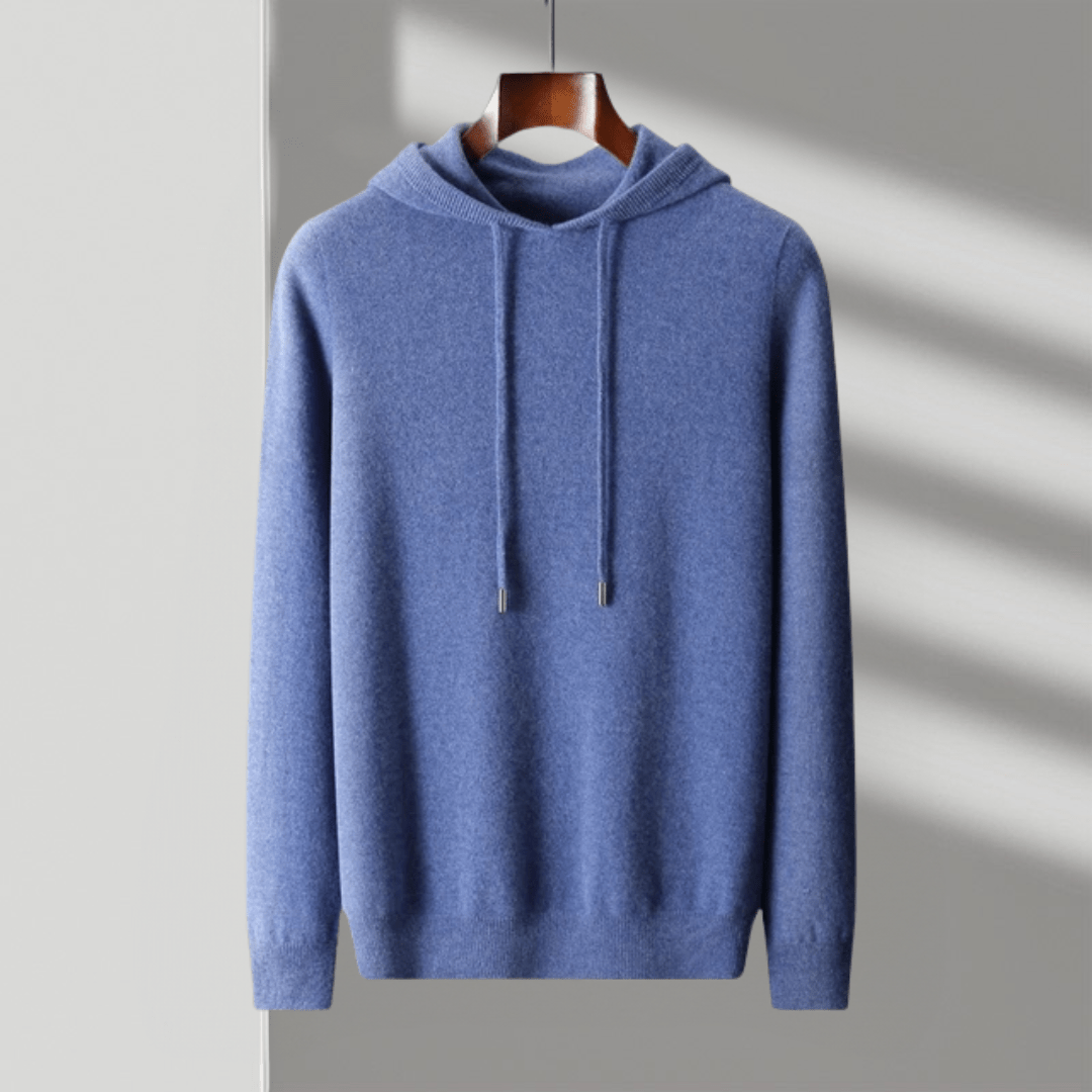 Primadon Hoodies Blau / XS Enrico | Eleganter Herren Hoodie aus Merinowolle leicht