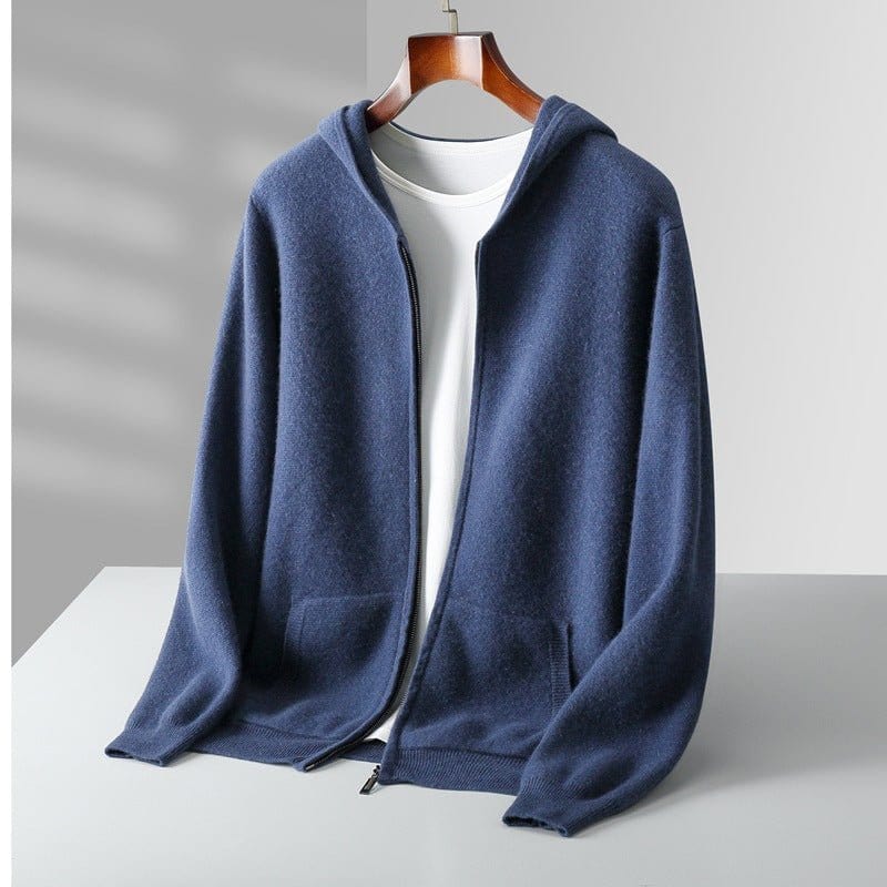 Primadon Hoodies Blau / XS Leon | Eleganter Merino Zip-Hoodie für Herren ganzjährig
