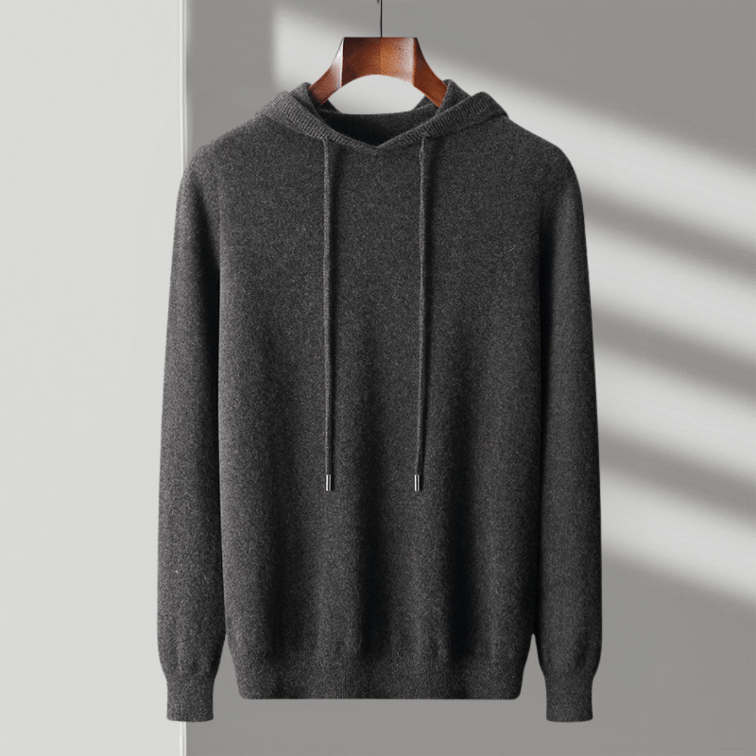 Primadon Hoodies Dunkelgrau / XS Enrico | Eleganter Herren Hoodie aus Merinowolle leicht