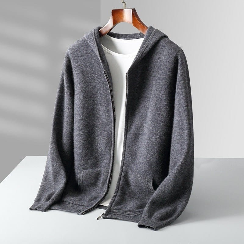 Primadon Hoodies Dunkelgrau / XS Leon | Eleganter Merino Zip-Hoodie für Herren ganzjährig
