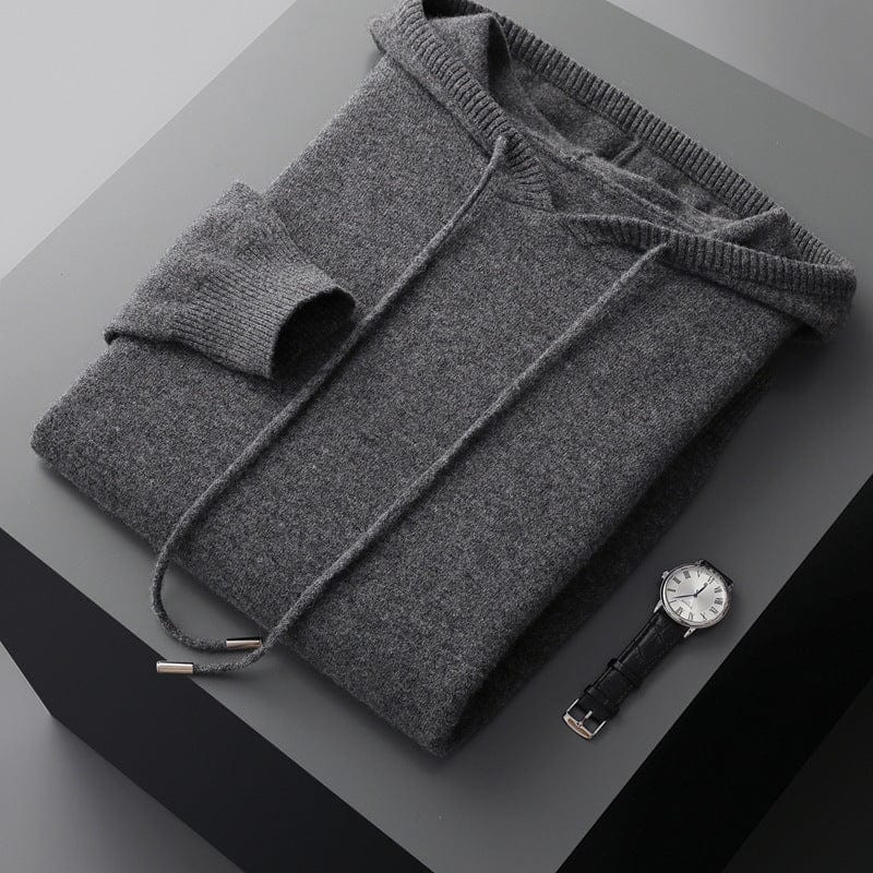 Primadon Hoodies Dunkelgrau / XS Stefano | Atmungsaktiver Herren Hoodie aus Merinowolle warm