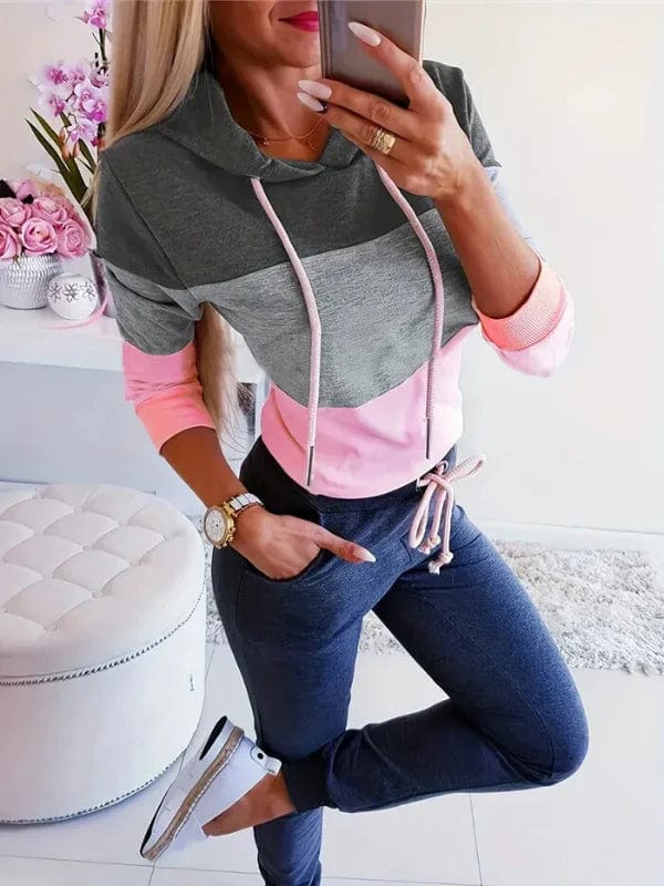 Primadon Hoodies Grau / S Amelie | Lässiger Damen Hoodie mit Farbblockdesign