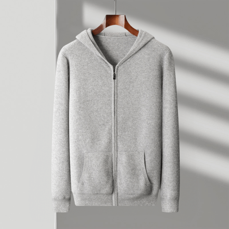 Primadon Hoodies Grau / XS Leon | Eleganter Merino Zip-Hoodie für Herren ganzjährig