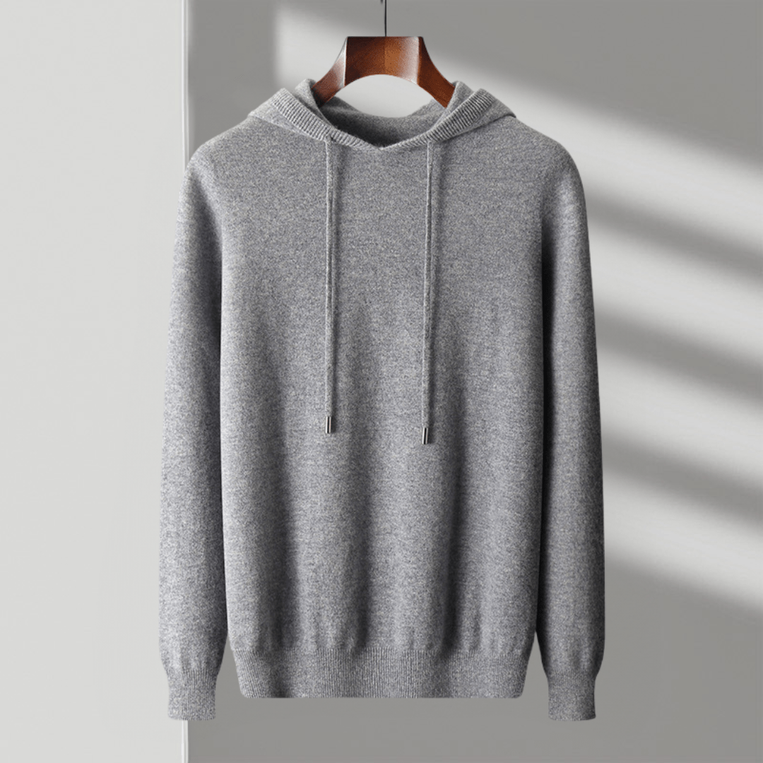 Primadon Hoodies Hellgrau / XS Enrico | Eleganter Herren Hoodie aus Merinowolle leicht