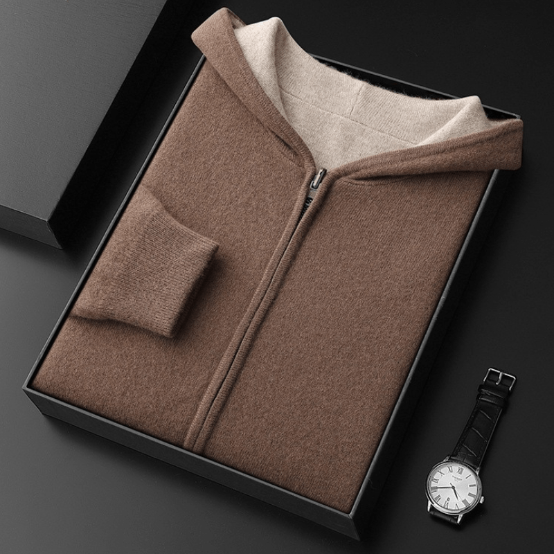 Primadon Hoodies Khaki / S Atlas | Eleganter Cashmere-Woll-Hoodie für Herren