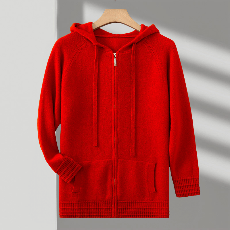Primadon Hoodies Rot / XS Alder | Atmungsaktiver Zip-Hoodie für Herren Merino
