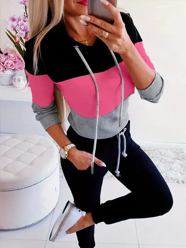 Primadon Hoodies Schwarz Pink / S Amelie | Lässiger Damen Hoodie mit Farbblockdesign