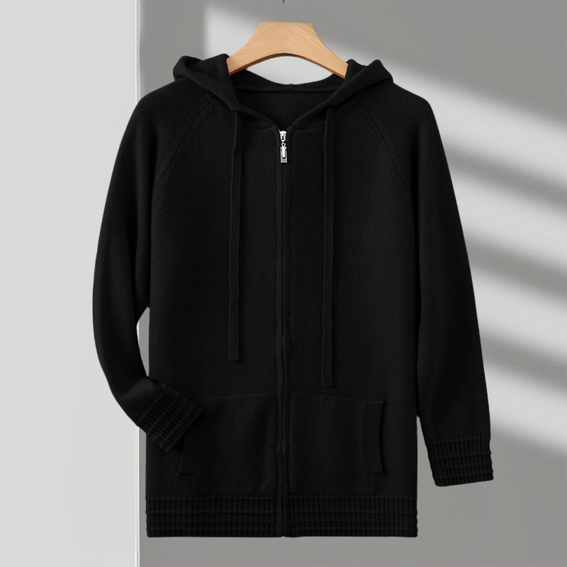 Primadon Hoodies Schwarz / XS Alder | Atmungsaktiver Zip-Hoodie für Herren Merino