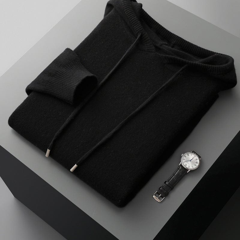 Primadon Hoodies Schwarz / XS Stefano | Atmungsaktiver Herren Hoodie aus Merinowolle warm