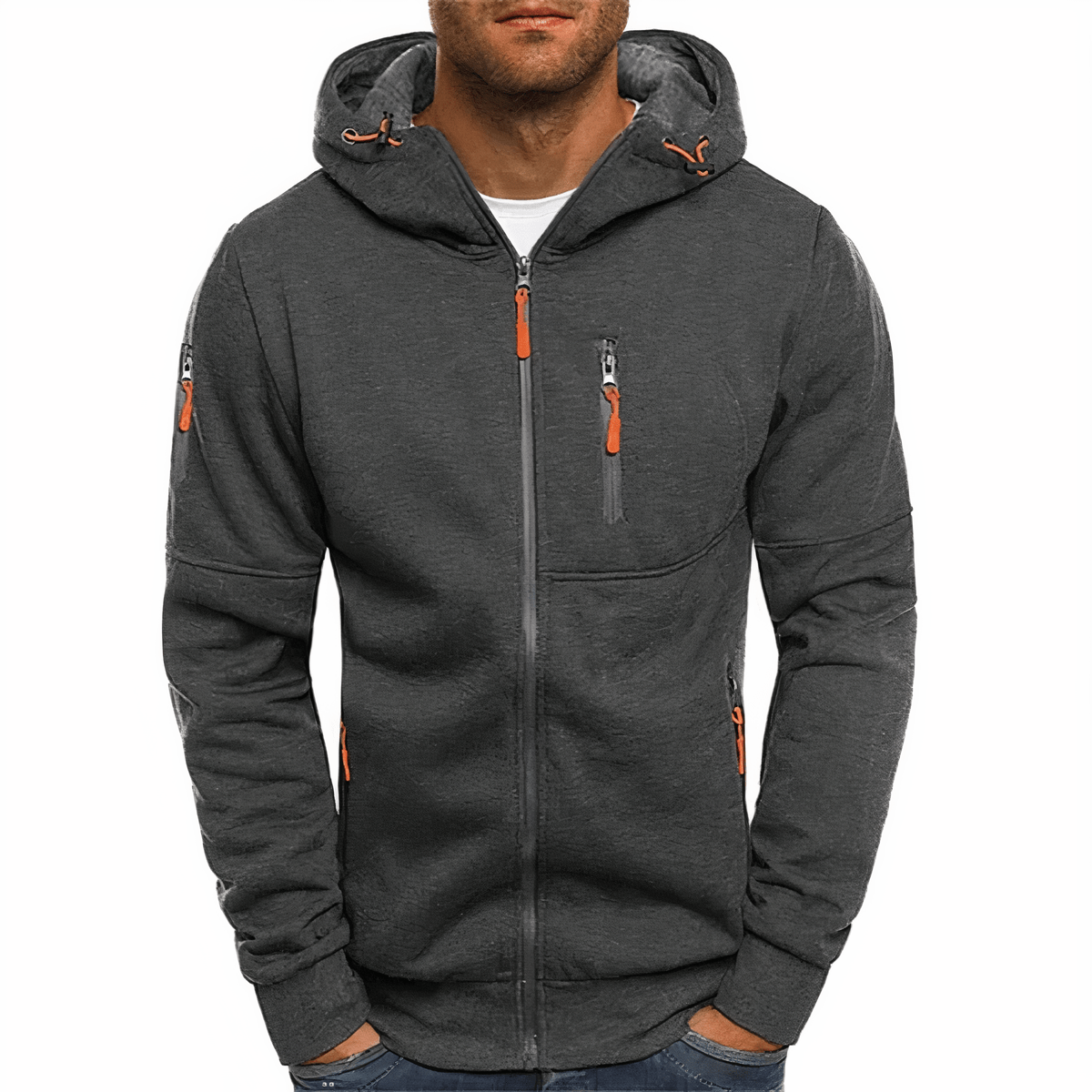Primadon Hoodies & Sweatshirts Dunkelgrau / XS Nathan | Bequemer Zip Hoodie für Herren sportlich