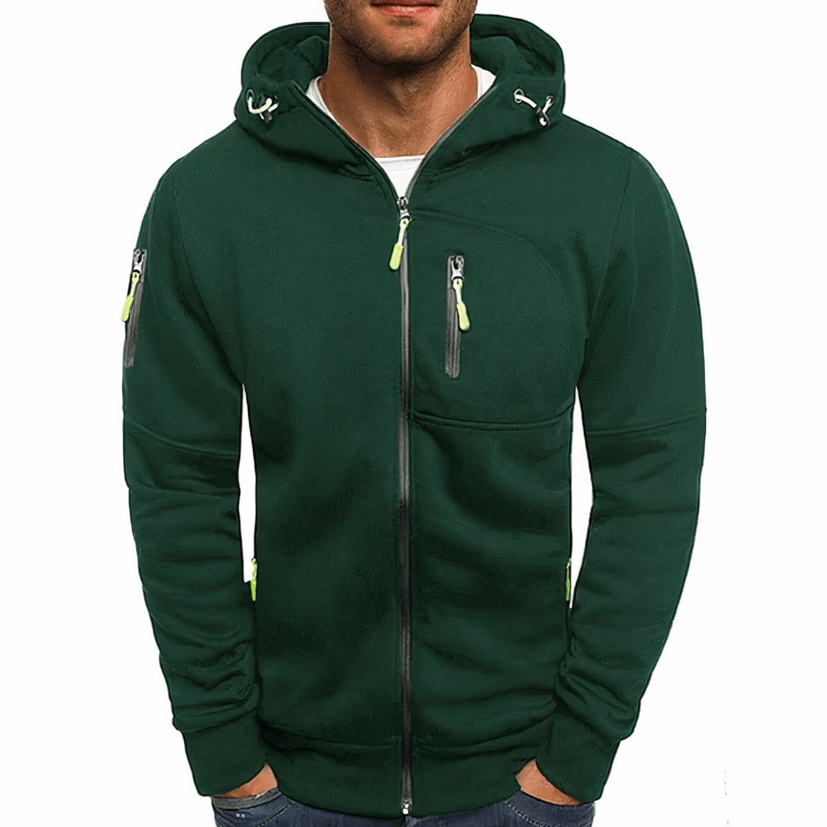 Primadon Hoodies & Sweatshirts Grün / XS Nathan | Bequemer Zip Hoodie für Herren sportlich