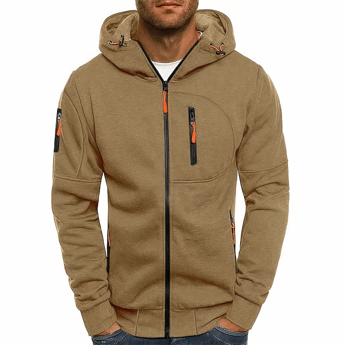 Primadon Hoodies & Sweatshirts Khaki / XS Nathan | Bequemer Zip Hoodie für Herren sportlich