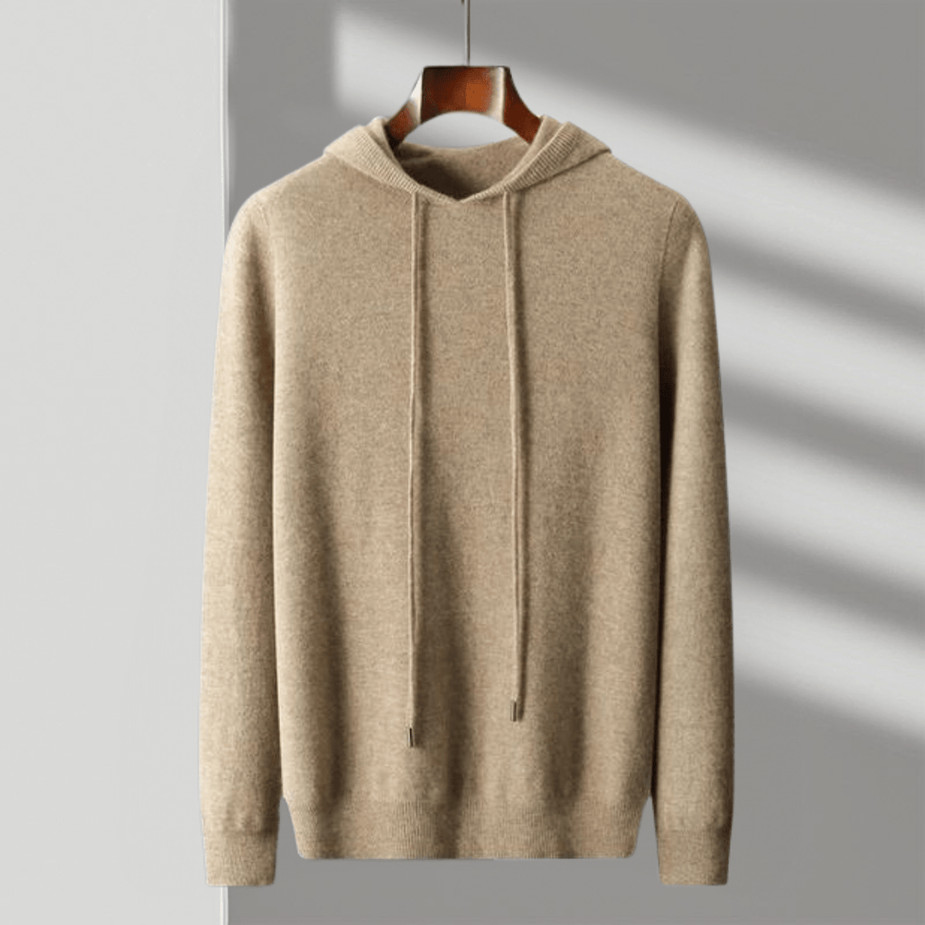Primadon Hoodies Tan / XS Enrico | Eleganter Herren Hoodie aus Merinowolle leicht