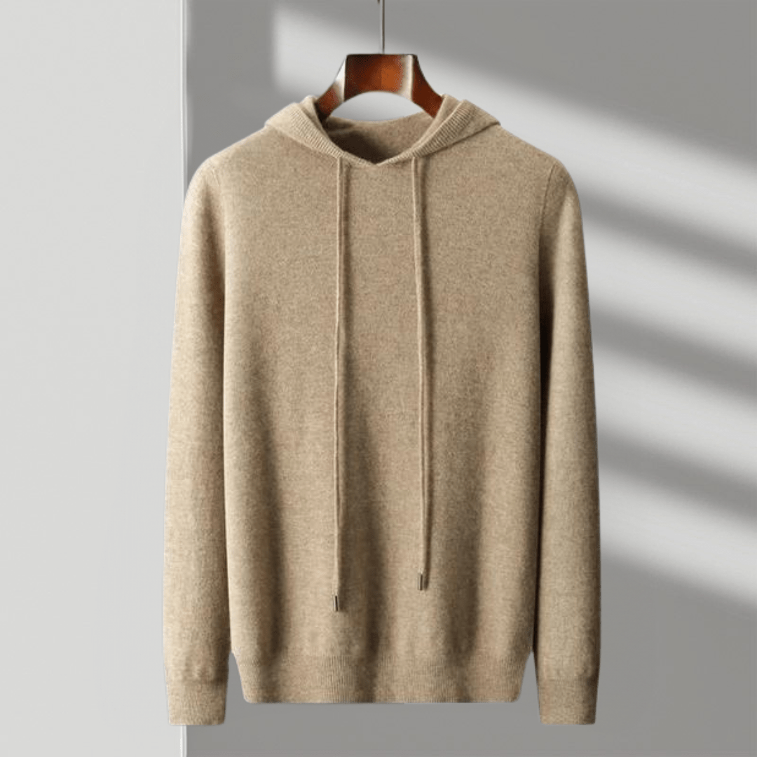 Primadon Hoodies Tan / XS Enrico | Eleganter Herren Hoodie aus Merinowolle leicht