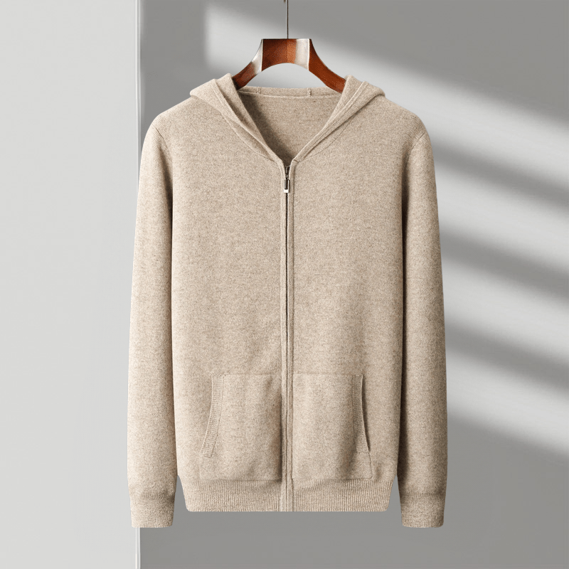 Primadon Hoodies Tan / XS Leon | Eleganter Merino Zip-Hoodie für Herren ganzjährig