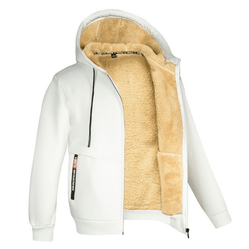 Primadon Hoodies Weiß / S Kristoffer | Gemütlicher Zip Hoodie für Herren gefüttert