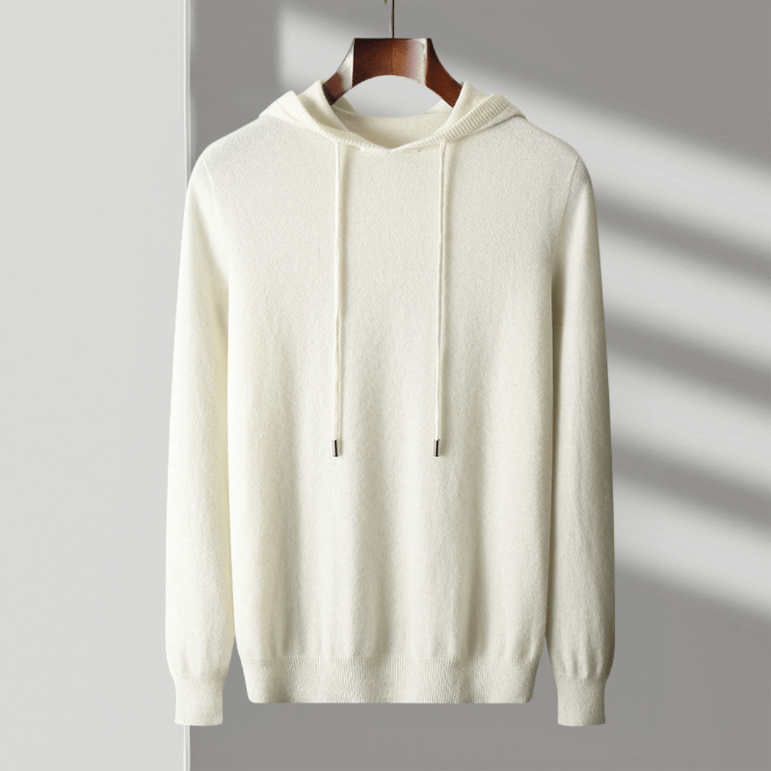 Primadon Hoodies Weiß / XS Enrico | Eleganter Herren Hoodie aus Merinowolle leicht